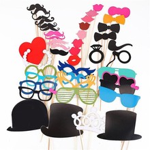 Photo Booth Props 44 Pcs/Set Photobooth For Wedding Birthday Party Photo Booth Props Glasses Mustache Lip On A Stick 2024 - buy cheap