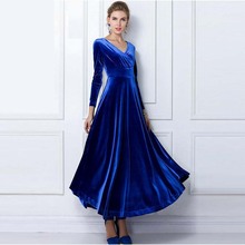 Женское длинное платье с V-образным вырезом, 5 цветов 2024 - купить недорого