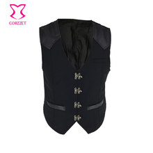 Corzzet Mens Vintage Sleeveless Steampunk Gothic Jacket Waistcoat Victorian Gothic Cotton Single Ring Buckle Breasted Suit Vest 2024 - buy cheap