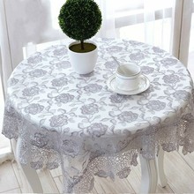 Modern Rose Flower Embroidery Lace Coffee Table Cloth Round Tablecloth Garden Mantel Tapete Christmas Wedding Party Decoration 2024 - buy cheap