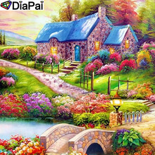 DIAPAI Full Diamond "Flower house view" DIY 5D Diamond Painting Cross Stitch Home Decor Picture Of Rhinestone Handmade A26284 2024 - buy cheap