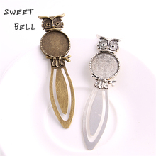 Sweet Bell 8pcs Two color Alloy Cameo owl Steel Bookmarks 20mm-28*83mm Round Cabochon Settings Jewelry Blank Charm 13C1626 2024 - buy cheap