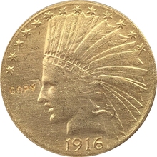 24-K gold plated 1916-S $10 GOLD Indian Half Eagle Coin Copy Free shipping 2024 - buy cheap
