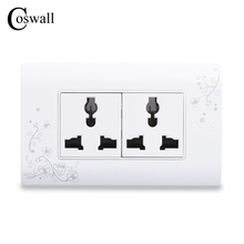 COSWALL Universal Plug Simple Style Wall Electrical Socket Multi-Function 6 Hole Power Outlet With Child Protective Door 2024 - buy cheap