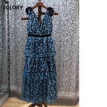 Sequined Dress 2019 Spring Summer Party Club Vestido Evening Women Sexy Deep V-Neck Allover Sequined Long Maxi Dress Events 2024 - buy cheap