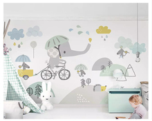 Beibehang-papel tapiz personalizado de moda, papel de pared sedoso con personalidad, color 3d, elefante pintado a mano, Fondo de sala de estar para niños 2024 - compra barato