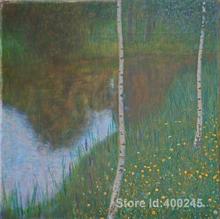 Best Art Reproduction Lakeside With Birch Trees Gustav Klimt Paintings for sale hand painted High quality 2024 - buy cheap