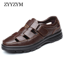 ZYYZYM New 2020 Summer Shoes Men Sandals Genuine Leather High Quality Men's Casual Shoes Male Brand Sandals Non-slip Plus Size 2024 - buy cheap