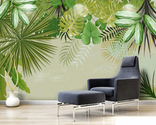 Papel tapiz decorativo, pintura de pared de fondo de hoja de plátano de planta de selva tropical fresca 2024 - compra barato
