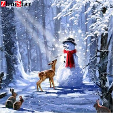 Mosaico de paisagem com miçangas, faça você mesmo, natal, pintura quadrada completa de diamante, inverno, boneco de neve, imagem de strass, xy1 2024 - compre barato