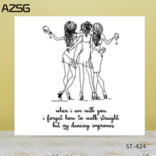 AZSG Drinking Dancing Fashion Girl Clear Stamps/Seals For DIY Scrapbooking/Card Making/Album Decorative Silicone Stamp Crafts 2024 - buy cheap