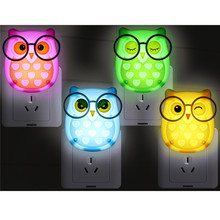 Ndtusmz lâmpada noturna com sensor, luz led de coruja macia, controle automático para parede de quarto, edição europeia