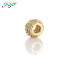 Juya Wholesale Large Hole Charm Beads Micro Pave Zircon 10mm Metal Spacer Beads For Women Natural Stones Beadwork Jewelry Making 2024 - buy cheap