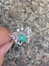 Butterfly Style Natural emerald ring Free shipping 925 sterling silver  Fine jewelry Gem 4*5mm 2024 - buy cheap