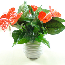 Anthurium, green potted anthurium flowers indoor green plants balcony office desktop artificial flowers bonsai 2024 - buy cheap