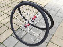 2014'  New Full Carbon Clincher Wheelset 38mm Rim Road Bike Bicycle Wheel Basalt Brake Side White Spokes + Red hubs 2024 - buy cheap