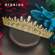 HIBRIDE Big Luxury Design Gold Color Princess Women Tiaras Crown Bridal Hair Accessories Jewelry Wedding Party Gift C-106 2024 - buy cheap