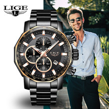 LIGE Men's Watches Top Brand Luxury Fashion Military Sports Watch Men Stainless Steel Quartz Chronograph Clock Relogio Masculino 2024 - buy cheap