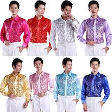 2020 new Men's glittering sequined shirt shirt stage performance clothing dance gala hosted chorus Shirts  high quality 2024 - buy cheap