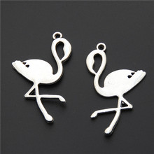 10pcs  Silver Color Animal Flamingo Charms Alloy Bird Pendant For Bracelet Earring Making DIY Jewelry Accessories A672 2024 - buy cheap