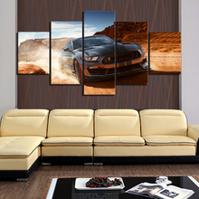 Cartaz da lona moderna decoração de casa 5 painel ford mustang luxo impressão do carro pintura construção parede arte modular imagem sala estar 2024 - compre barato