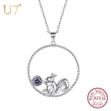 Colgante y cadena U7 de Plata de Ley 925 con bonita gema de ardilla para jugar, regalo del Día de la madre 2018 para mujeres, joyas en forma de animales, collar SC50 2024 - compra barato