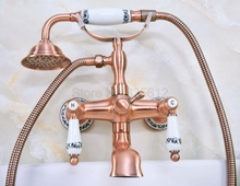 Antique Red Copper Clawfoot Bathtub Faucet Mixer Tap Telephone W/ Handheld Shower tna330 2024 - buy cheap