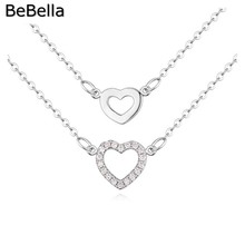 BeBella Double Heart Pendant Necklace With Micro Pave Setting High Quality Cubic Zirconia Stone For Wedding Jewelry 2024 - buy cheap