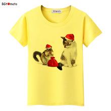 bgtomato squirrel and cat Christmas gifts t shirt women/girl favourite lovely shirts Good quality brand casual shirt trend tops 2024 - buy cheap