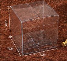 Коробки для свадебных сувениров 100 шт., прозрачные коробки из ПВХ для свадебных конфет, пластиковые коробки для тортов из ПВХ, подарочная упаковка для еды 7*7*7 см 2024 - купить недорого