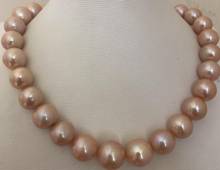 gorgeous 13-15mm south sea round deep gold pink pearl necklace 18"14 2024 - buy cheap