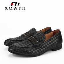 Xqwfh sapato masculino artesanal respirável, sapato casual masculino social 2024 - compre barato