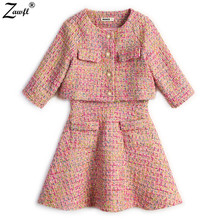 Conjunto de dos prendas para mujer, vestido elegante con borlas, abrigo de tweed de oropel tejido vintage, trajes con borlas, alta calidad, 2021 2024 - compra barato