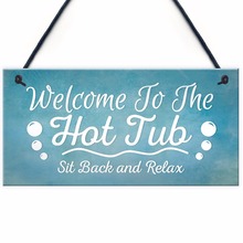 Meijiafei Welcome To The Hot Tub Novelty Garden Jaccuzzi Pool Hanging Plaque Outdoor Sign 10" x 5" 2024 - buy cheap