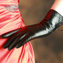 KLSS Brand Genuine Leather Women Gloves Winter Plus Velvet High Quality Goatskin Gloves Fashion Trend Lady Sheepskin Glove 2317 2024 - buy cheap