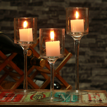 Conjunto de castiçais em cristal com 3 peças, castiçal em vidro com ideias de casamento, romântico, para decoração de festas ou bar 2024 - compre barato