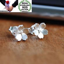 OMHXZJ Wholesale European Fashion Woman Girl Party Wedding Gift White Sakrua 925 Sterling Silver Stud Earrings EA68 2024 - buy cheap