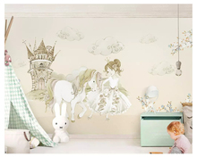 Beibehang moda clássico espessamento papel de parede 3d nordic minimalista pintados à mão unicórnio cavalo das crianças quarto 2024 - compre barato