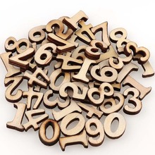 50PC  DIY Blank Wooden Number Kids Birthday Party Supplies DIY Scrapbook Craft Wedding Decoration Hand-made Graffiti Buttons 2024 - buy cheap