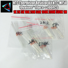 Kit de resistor termístor ntc com 10 peças = 10 valor, 1k, 2k, 5k, 10k, 20k, 50k, 100k, 100k, 200k, 1m +/-500, 3950b 2024 - compre barato