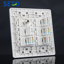 SeTo 120 Type One TV + Four Cat5e Network + One Cat3 Tel Socket Panel Outlet Wall Plate Keystone Faceplate 2024 - buy cheap