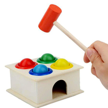 Bola de madeira marteladora colorida + caixa de martelo de madeira para crianças aprendizagem precoce batida brinquedos educativos 2024 - compre barato