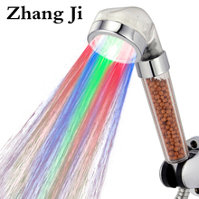 Zhangji Bathroom LED Shower Head 7 Colors High Pressure Water Saving SPA Showerhead Anion Filter Balls Remove Impurities 2024 - buy cheap