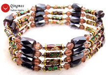 Qingmos Cloisonne Bracelet for Women with Purple Cloisonne & Black Hematite Magnetic Long Necklace Bracelet Jewelry nec5174 2024 - buy cheap