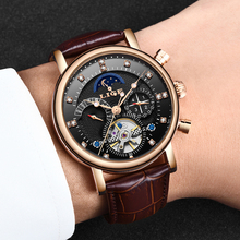 LIGE Tourbillon Mechanical Watch Men Automatic Classic Rose Gold Leather Mechanical Wrist Watches Reloj Hombre 2019 Luxury Watch 2024 - buy cheap