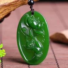 High Imitation Green Pendant Necklace Carved Fingered Citron Lotus Flower Men Women Fashion Jewelry Free Chain 2024 - buy cheap