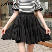 Aisiyi High Waist Pleated Skirts Women Chiffon Mini Skirt for Women A Line Skirts Tutu Girls School Skirt Female Elegant Casual 2024 - buy cheap
