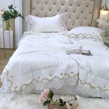 Fronha de cama luxuosa europeu de renda branca, 3 pçs, 60s, tencel, casamento, verão, ar-condicionado, cobertor, colcha 2024 - compre barato