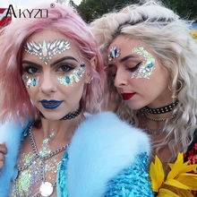 AKYZO 2021 New Temporary Adhesive Face Body Jewelry Festival Party Eyes Colorful Gems Rhinestone Stickers Make Up Jewels Tattoo 2024 - buy cheap