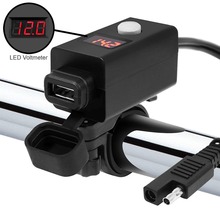 Motorcycle Handlebar Mount Clamp Waterproof SAE to USB Charger Adapter with Digital LED Voltmeter Power Switch for Cell Phones 2024 - buy cheap